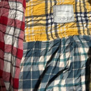 AMERICAN EAGLE SIZE SMALL PATCHWORK CRAYOLA 90'S FLANNEL
